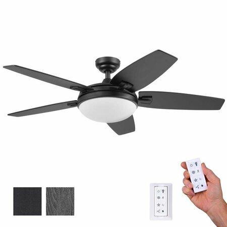 HONEYWELL CEILING FANS Carmel, 48-in. LED Ceiling Fan with Lights & Remote Control, Black 51912-40